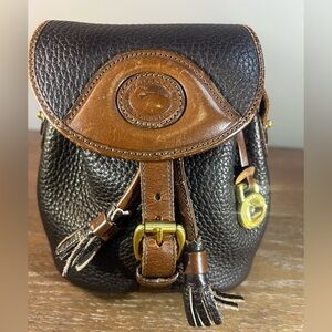 Dooney & Bourke Chocolate Vintage AWL Mini Flap Drawstring Crossbody